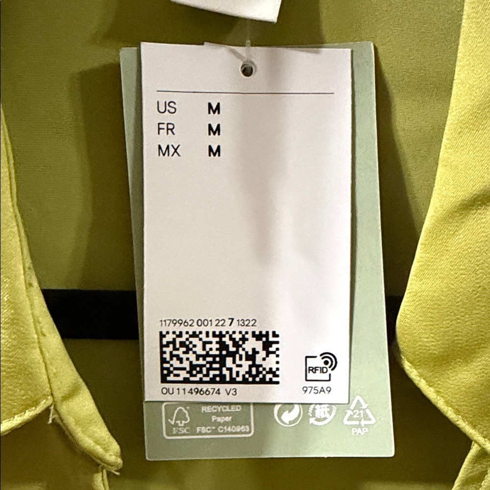 H&M Chartreuse Green Shirt Dress with Tie - Picture 3 of 4